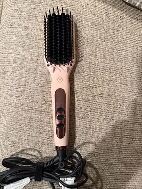 L’ange Heated Straightening Brush Pink Blowout Hair Styler
